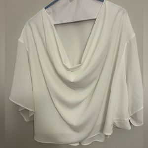 White, business casual, sheer blouse